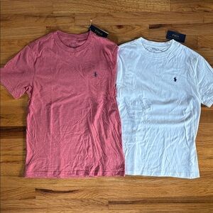 Polo Ralph Lauren Boys Short Sleeve Tee Bundle Sz Large 14-16 Soft Red and White